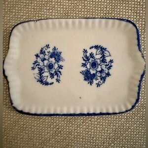 Vintage Delft Holland hand painted Blue Floral Ceramic Small Tray
